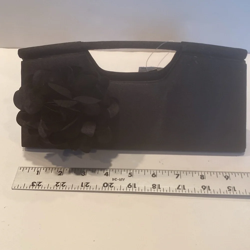 NWT Fioni Night Black Satiny Dressy Clutch - Picture 2 of 7